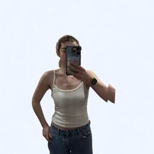 White fox boutique white ribbed tank top